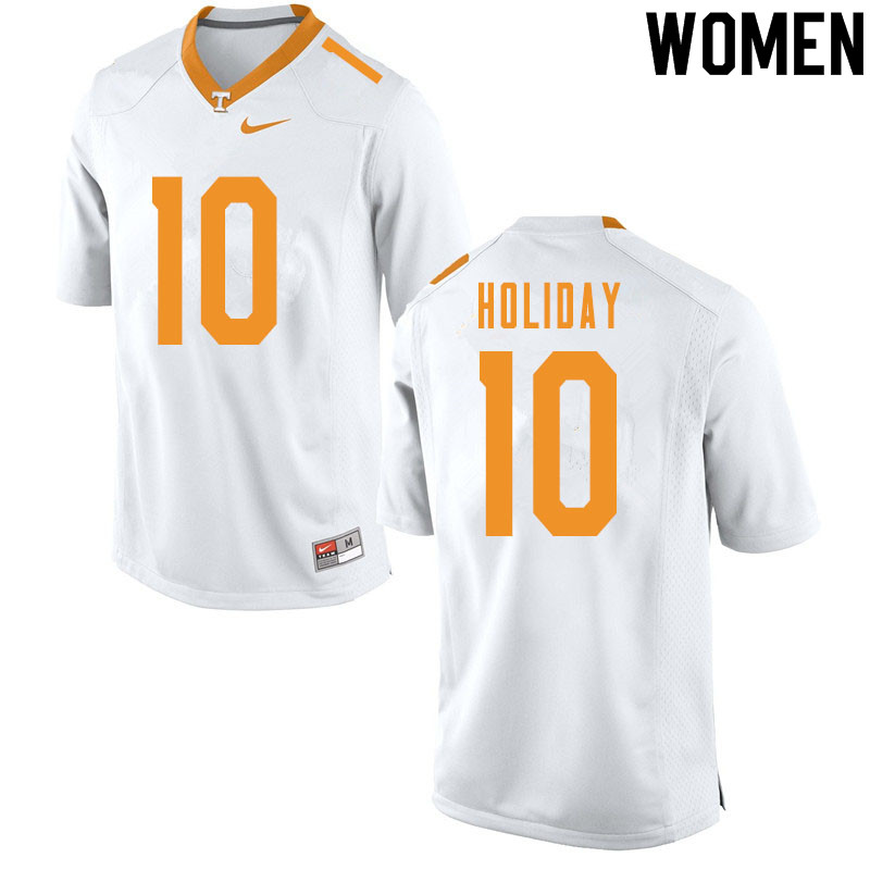 Women #10 Jimmy Holiday Tennessee Volunteers College Football Jerseys Sale-White - Click Image to Close